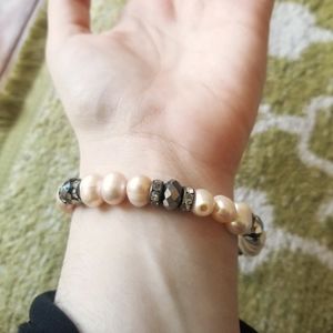 Freshwater Pearl, Beaded Silver Bracelet